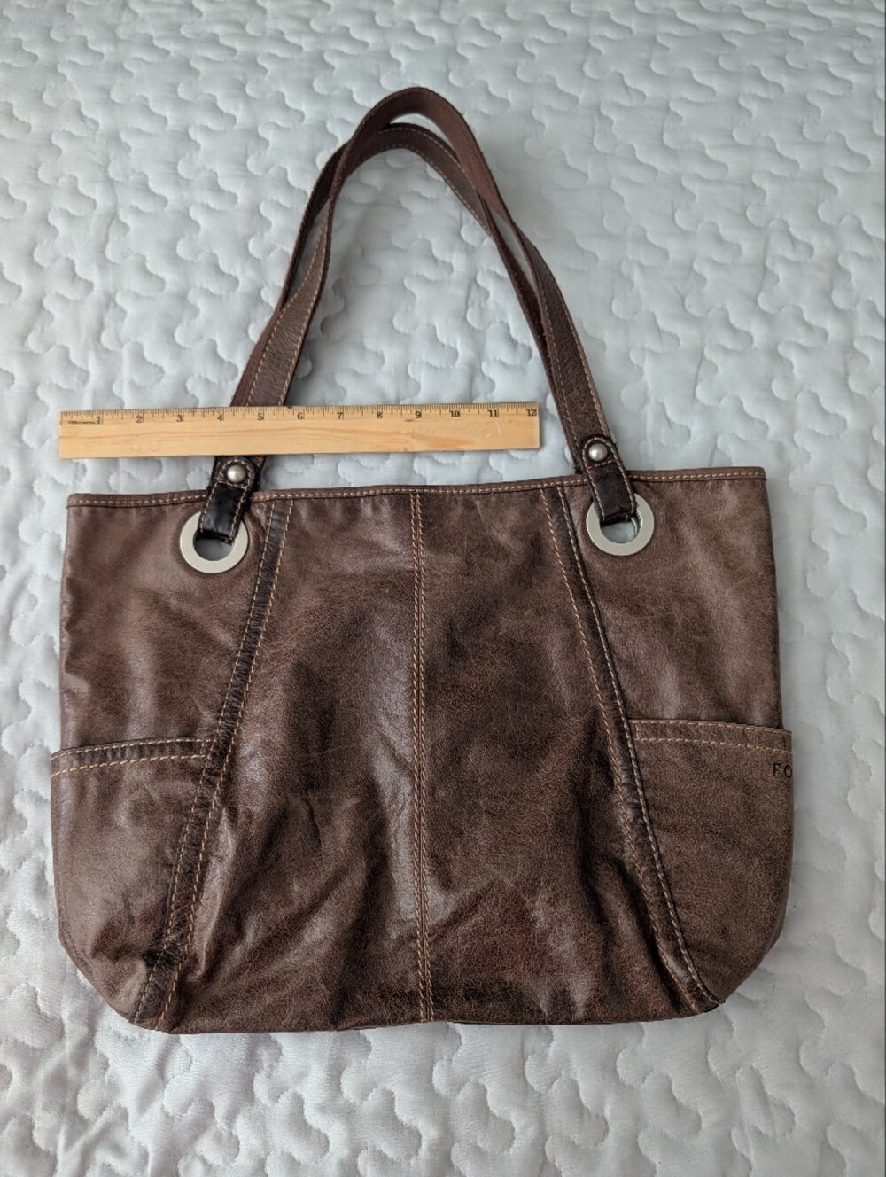 Fossil Hathaway Brown leather Shopper Tote